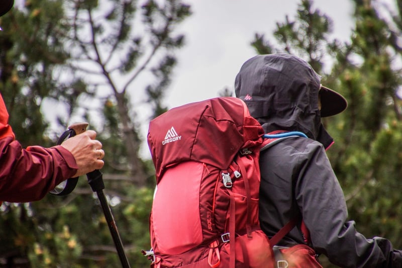Adventure backpack hike in the wilderness